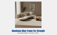 Nordic Outdoor Sofa Set, Waterproof Sunproof Fabric, Aluminum Frame, U-Shaped Multi-Seat, Coffee Table