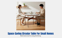 Sintered Stone Round Dining Table, Modern Minimalist Vintage Design, Stainless Steel Legs, Small Space Kitchen Living Room Furniture