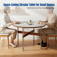 Sintered Stone Round Dining Table, Modern Minimalist Vintage Design, Stainless Steel Legs, Small Space Kitchen Living Room Furniture