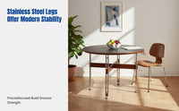 Sintered Stone Round Dining Table, Modern Minimalist Vintage Design, Stainless Steel Legs, Small Space Kitchen Living Room Furniture