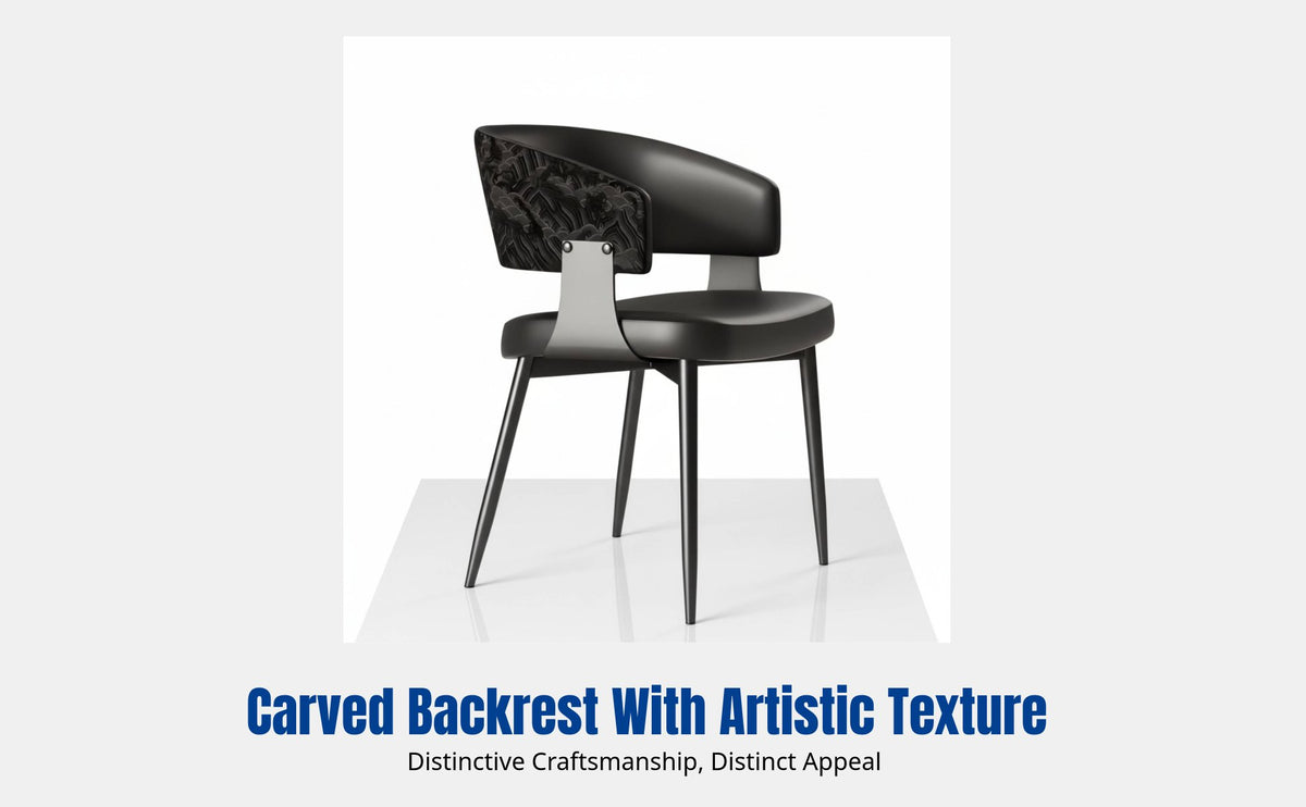 Italian Minimalist Modern Dining Chair, Designer Backrest, Black, Hotel Island, Luxury Home