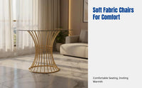 Luxury Round Dining Table, Tempered Glass Top, Stainless Steel Gold Finish, Modern Minimalist, Home, Villa, Large Size