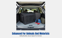 Pet Car Carrier Crate, Foldable Cat Dog Bed, Oxford Cloth, Steel Frame, Outdoor Travel