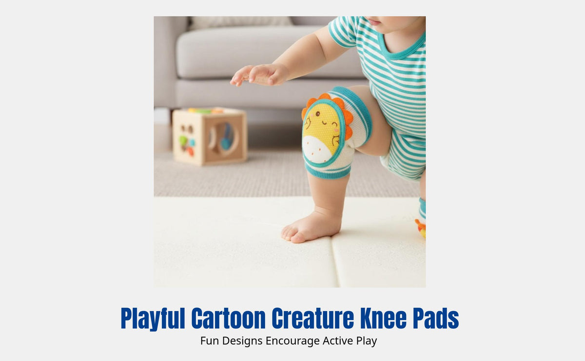 Children Crawling Knee Pads, Infant Knee Pad, Four-Layer Thick Padding, Anti-Fall, Adjustable, Cute Cartoon Design