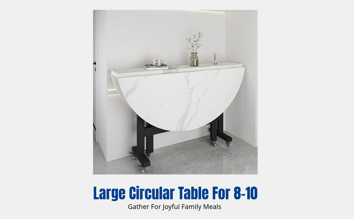 Round Dining Table, Foldable, Mobile, Modern Minimalist, Multi-Surface, Small Apartment