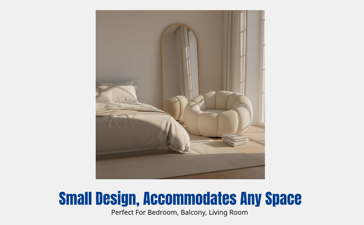 Modern Sherpa Lazy Sofa, Pumpkin Chair, Single Seat, Recliner, Space-Saving, Bedroom, Living Room, Balcony