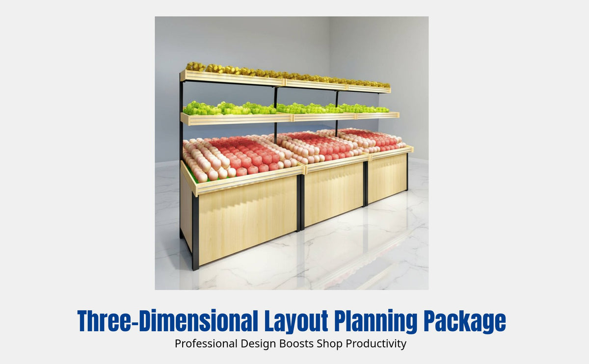 Supermarket Display Shelf, Steel-Wood Storage Rack, Seasonal Harvest Fruit and Vegetable Stand