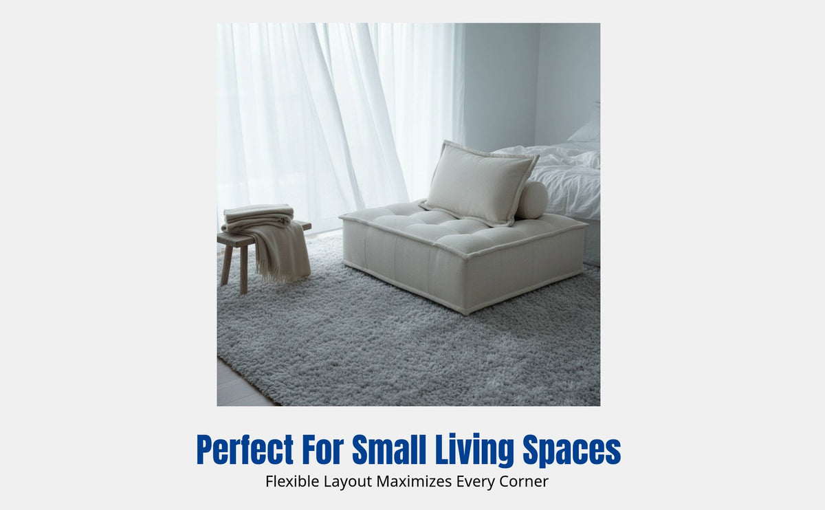 Sectional Lazy Sofa, Tofu Block Single Seat, Minimalist Lounge Chair, Small Space, Soft Fabric
