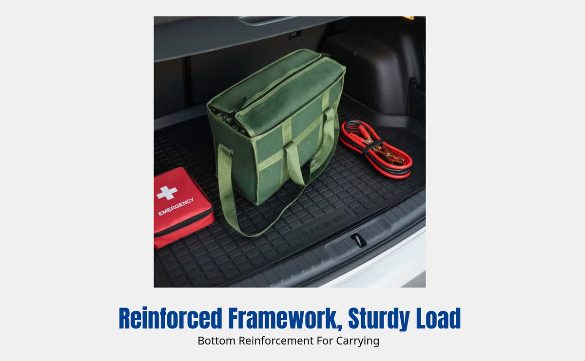 Canvas Tool Bag, Thick Shoulder Strap, Zippered Handheld Storage, Multi-Purpose Electrician Repair Tote