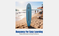 Foam Surfboard Soft Board, Upright Longboard for Beginners and Adults, Anti-Slip, High Buoyancy