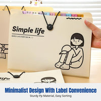 Accordion Document Folder, PP Multitier Letter-Size Organizer, Snap Closure, Simple Life Series, Cartoon Design