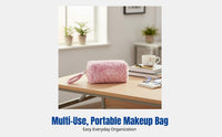 Spotted Print Plush Makeup Bag, Trendy Stationery Organizer, Portable Pen Pouch for Students
