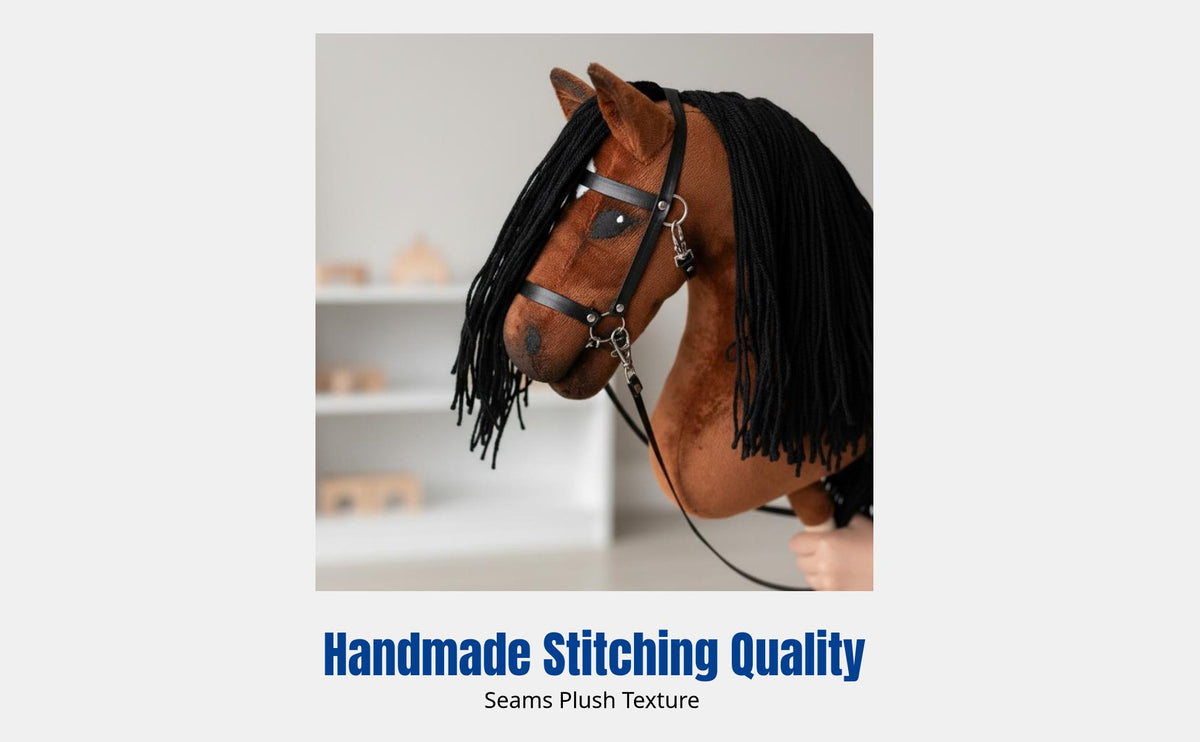 Plush Horse Head Stick Toy, Soft Realistic Mane, Kids Role Play, Long Bridle, Children's Day Gift
