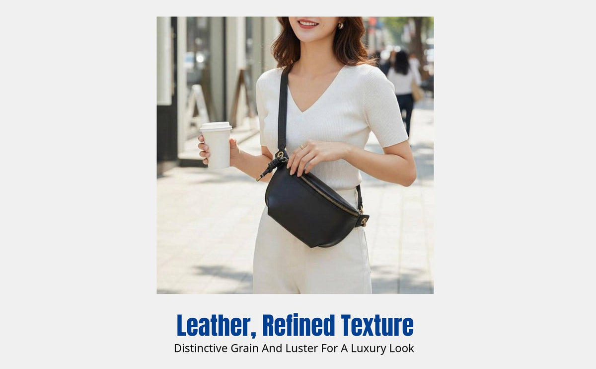 Women's Leather Saddle Bag, Korean Style Crossbody, Soft Leather, Fastener Closure