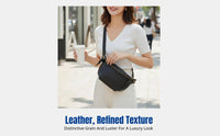 Women's Leather Saddle Bag, Korean Style Crossbody, Soft Leather, Fastener Closure