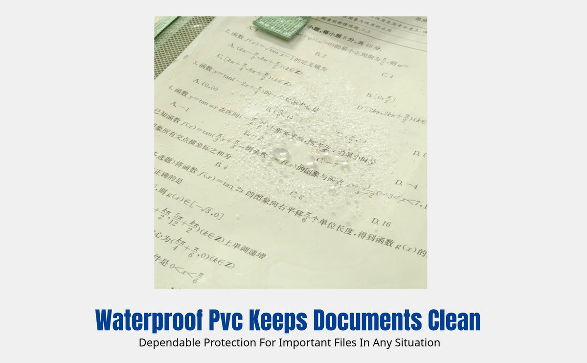 Waterproof Storage Bag, Transparent Document Organizer, Large Capacity, PVC, Portable, Random Color