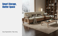 All-Season Hardwood Sofa, Cream Ash Frame, High Storage, Sectional, New Chinese Style