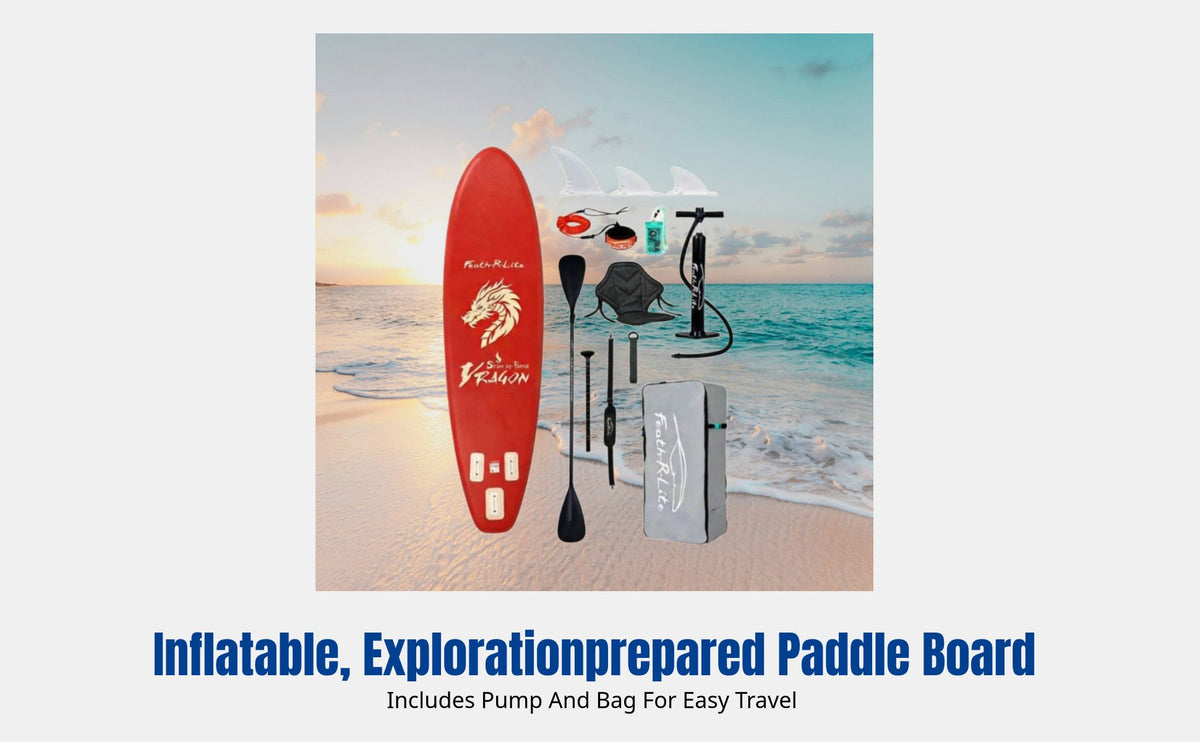 Inflatable Paddle Board, Adult Stand-Up Surfboard, Stable Wide Design for Beginners, Water Sports, Kayak Compatible