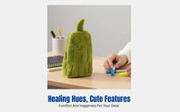 Emotional Bitter Gourd Pencil Case, Cute Plush Stationery Organizer, Large Capacity Pouch for Students