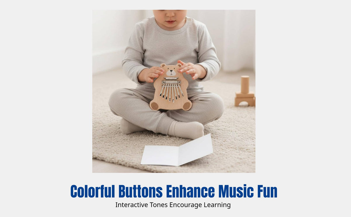 Wooden Thumb Piano Keyboard for Children, Elephant Xylophone, Early Learning Toy, Tactile Development