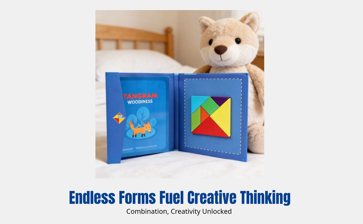 Wooden Tangram Game, Intelligence Toy for Kids, Preschool & Primary School, Creative Shapes, Portable