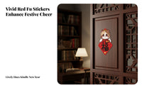2026 Holiday Fu Sticker, Horse Year Door Decor, Cartoon Cat Dog, Red Gold Foil Glass Paper Cut