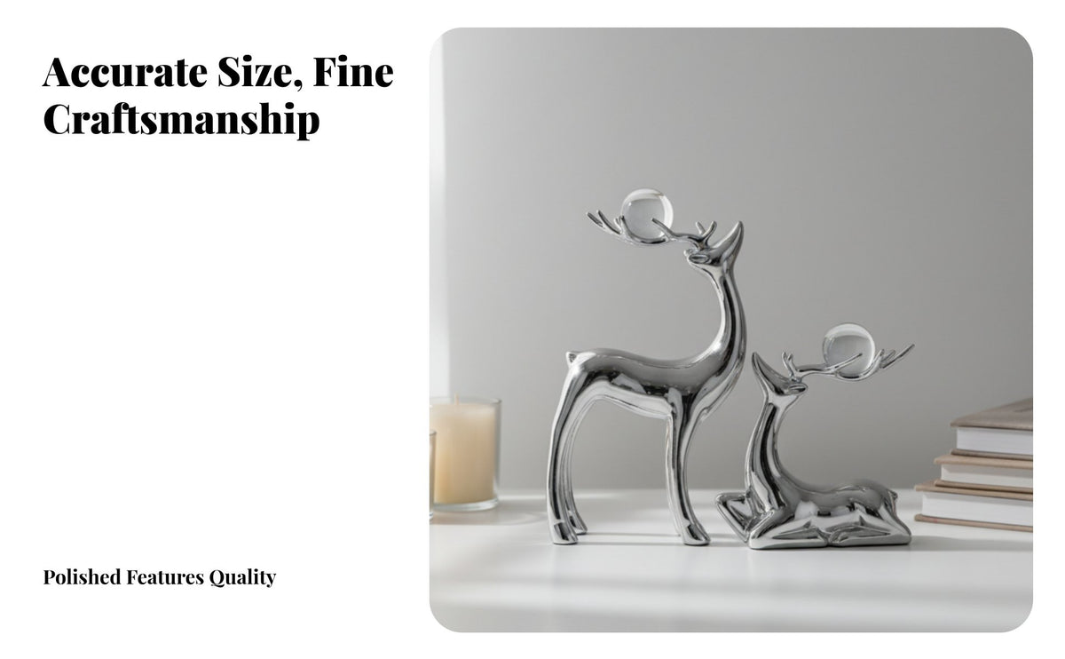 Modern Creative Deer Figurine, Ceramic Elk Sculpture, Fortunate Home Decor for Living Room, Entryway, TV Cabinet, Wine Cabinet