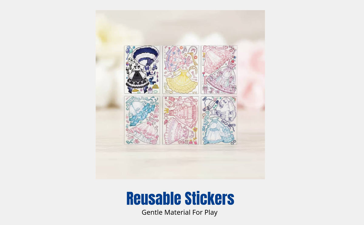 Princess Dress Up Sticker Book, Reusable DIY Craft Stickers for Girls Ages 3-6