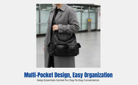 Saddle Crossbody Bag, Korean Shoulder Bag, Underarm Purse, Genuine Leather, Multi-Pocket, Stylish
