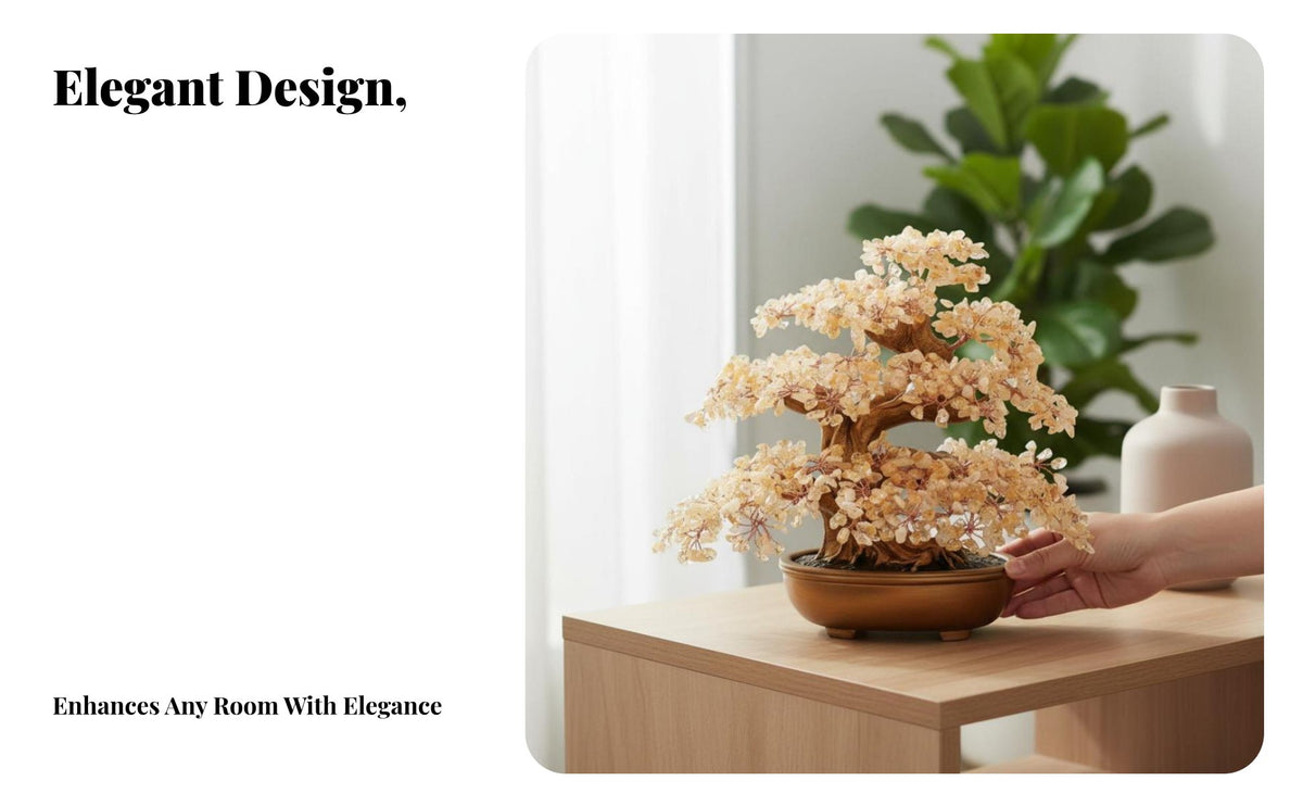 Crystal Money Tree Yellow Crystal, Desktop Decor, Office Decoration, Handmade Resin Plant