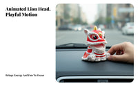 Solar Lion Dance, Chinese Auspicious Shaking Head, Car Dashboard Decor