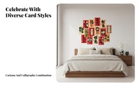 New Year Chinese Style Postcard Wall Stickers, Holiday Home Decor, Festive Background for Living Room Bedroom