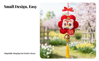 Year of the Horse Plush Hanging Decoration, Chinese New Year Entryway Decor, Festive Cartoon Lion & Horse Design, Auspicious Red