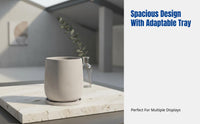 Nordic Cement Flower Pot, Round Minimalist Planter with Tray, Breathable Large Indoor Pot, Handmade Modern Design