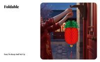 Plastic Paper Pineapple Hexagonal Lantern, Foldable Outdoor Decoration, Chinese New Year, Event Hanging Decor