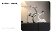 Creative Lucky Deer Decor, Modern Ceramic Figurine, Living Room, Entryway, TV Stand, Wine Cabinet Accent
