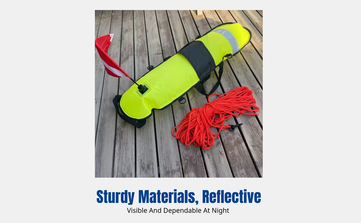 Diving Buoy, Surface Marker Buoy, Swimming Float Bag, Emergency Rescue Float, High Visibility Yellow Orange, Aquatic Activity Equipment