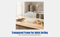 Marker Storage Box with Base, Transparent Hard Compartment Pen Holder, Multi-Specification Organizer for Home and Office