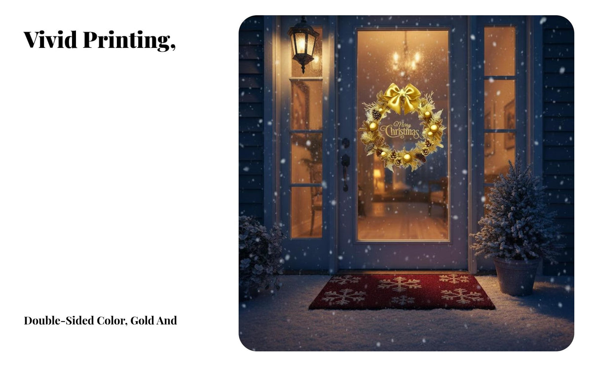 2026 New Year Glass Clings, PVC Door Decals, Ribbon Festive Decoration, Holiday Decor
