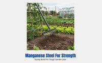 Foliage Rake, Garden Tool, Steel Tines, Multi-Tooth, Loosens Soil, Removes Grass and Debris, Ergonomic Design