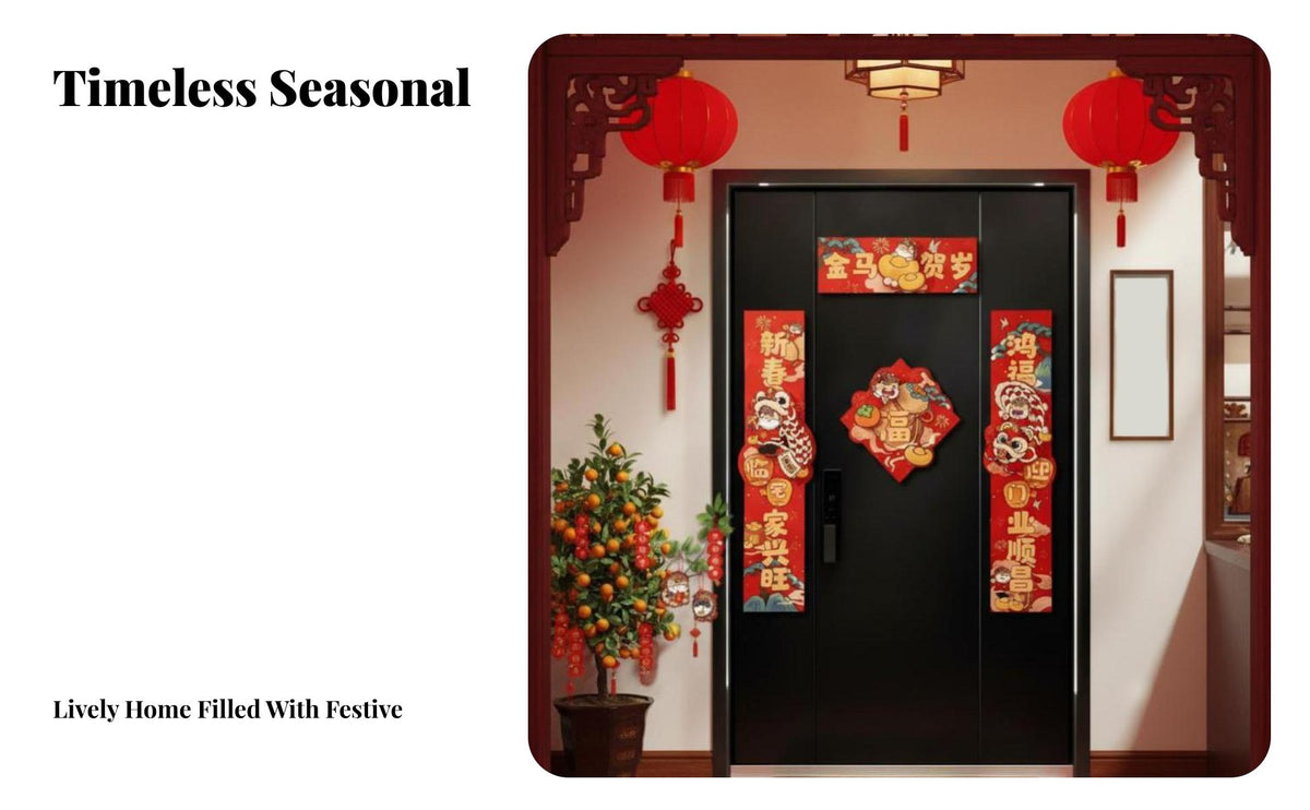 Seasonal Holiday 3D Couplets, Horse Year Fu Sticker, 2026 Door Decor