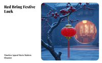Red Plush Lantern String, Small Hanging Decor, Oval Shape, Housewarming, Tree