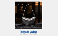 Genuine Leather Saddle Bag, Soft Oil Wax Cowhide, Minimalist Crossbody, Macaron Colors, Medium Size