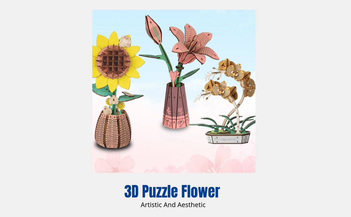 3D Wooden Flower Model Kit, DIY Craft, Home Decor, Educational Toy for Adults