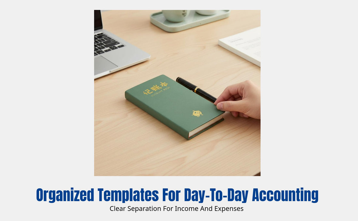 A6 Accounting Notebook, Expense & Income Ledger, Financial Log Book, Portable Retro Design, Business & Home, Faux Leather Cover,