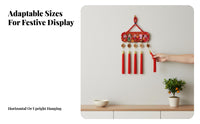 2025 New Year Hanging Decoration, Five-Luck Chinese Knot, Embossed Fruitwood, Festive Tassel Decor