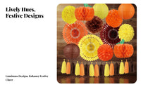 Pumpkin Hanging Decoration, Paper Lantern, Thanksgiving Halloween Party Decor, DIY Paper Fan Set