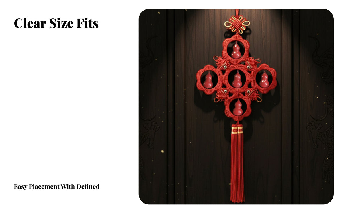 Red Chinese Knot Gourd Hanging, Feng Shui Decor for Door, Bathroom, New Year