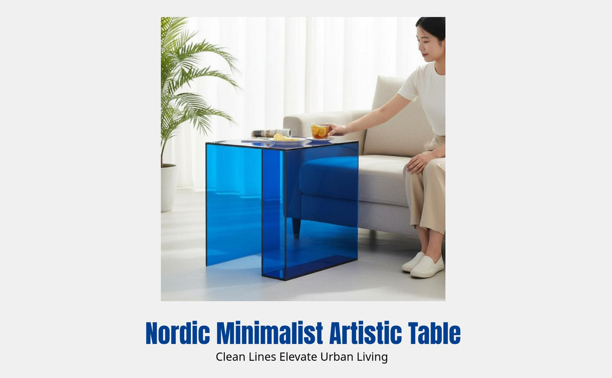 Living Room Acrylic Side Table, Square Transparent Coffee Table, Modern Minimalist Art Accent Table