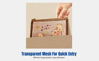 Cute Capybara Pencil Case, Large Capacity Stationery Pouch, Transparent Mesh, Soft, Portable for Students, Exams, Tutoring